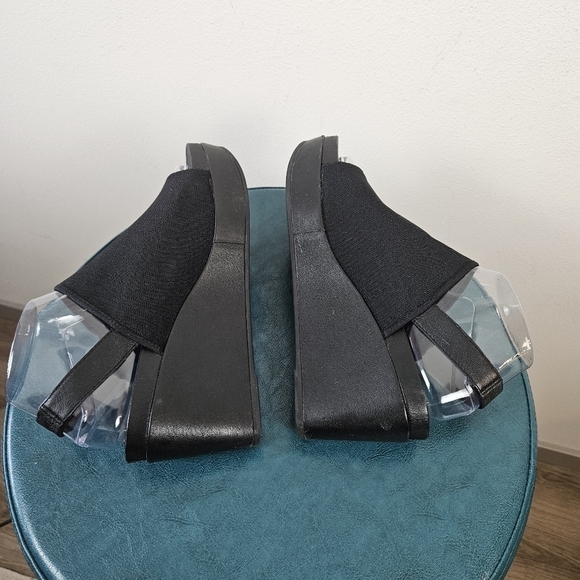 Eileen Fisher Port Wedge Sandals - Black Slingback Minimalist Comfy Size 8.5 - Picture 8 of 12